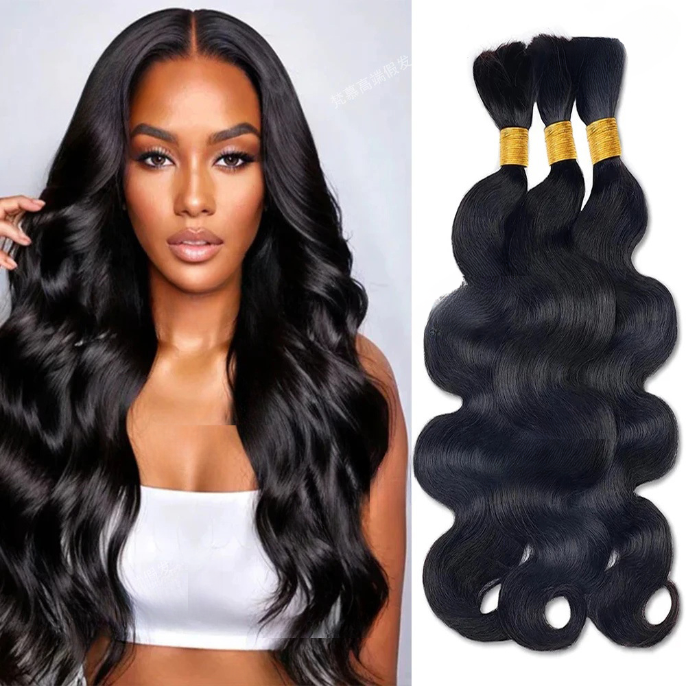 Scarlett Hair Black body wave human hair bulk for boho braids and dreadlocks