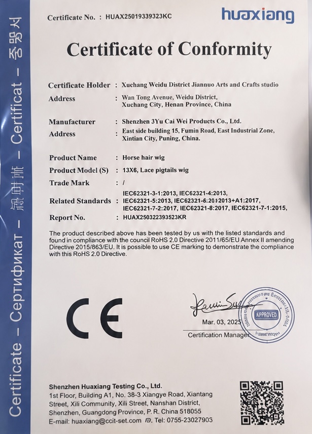 Scarlett Hair CE Certificate